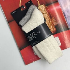 2 PR Frankalza Italy Ladies Boot Socks Merino Wool / Cashmere Blend